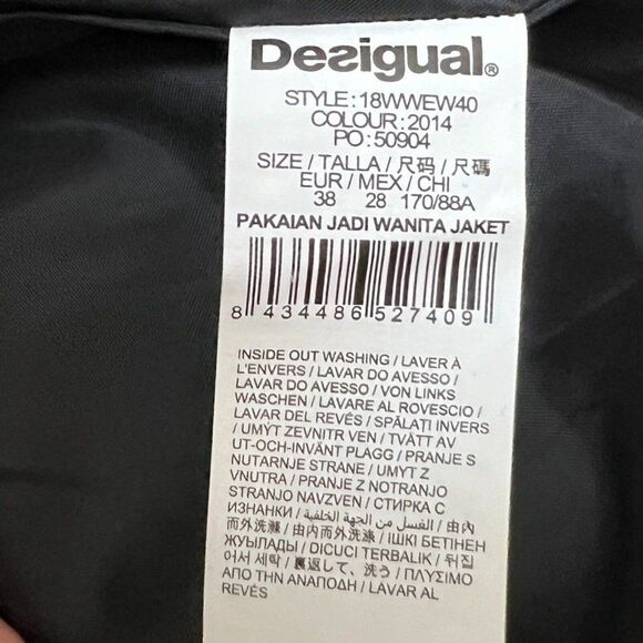 Desigual Jacket 6 Olive Green Parka‎ Victorian Gothic Hooded Embroidered Floral - Picture 12 of 16